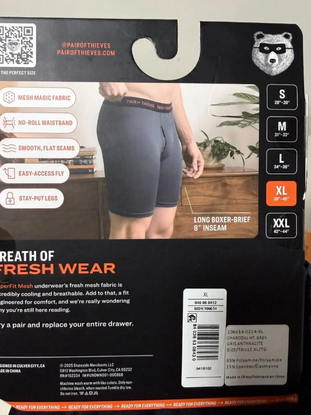 Bundle of (2) 2-Pk Pair of Thieves Super Fit Long Boxer Briefs XL